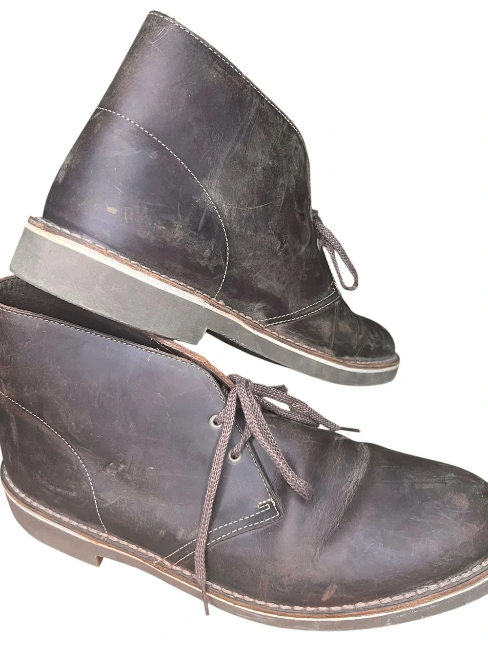 Men's Clarks Dark Brown Beeswax Leather Lace-Up Chukka Boots Sz 11